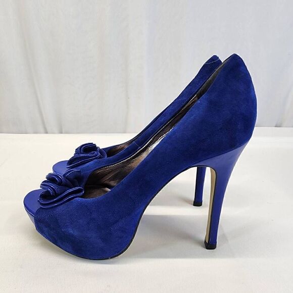 Steve Madden Regaal Platform Pumps Jeels Blue  Suede Size 8 - Picture 6 of 12
